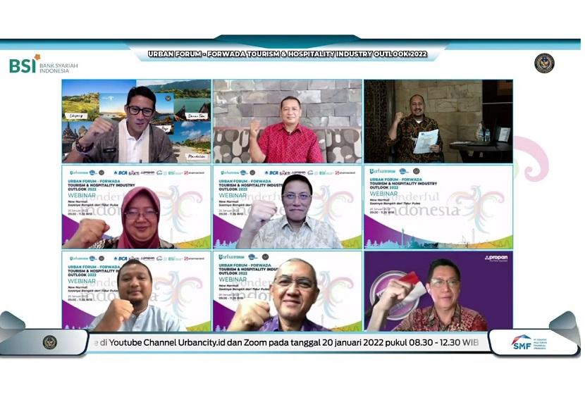 Diskusi virtual Urban Forum-Forum Wartawan Daerah (Forwada), Tourism & Hospitality Outlook 2022, New Normal Saatnya Bangkit dari Tidur Pulas,
