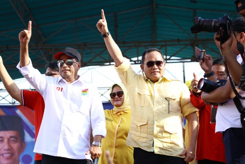 Dodi Reza Alex Noerdin pada kampanye akbar terbuka capres-cawapres 01 di pelataran lapangan Gelanggang Remaja Sekayu, Rabu (10/4/2019).