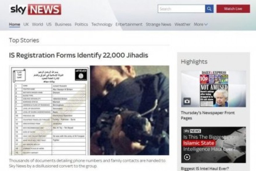 Dokumen arsip personil relawan pembom bunuh diri ISIS (Ilustrasi)