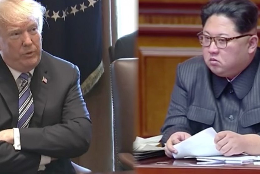 Donald Trump (kiri) dan Kim Jong Un (kanan)