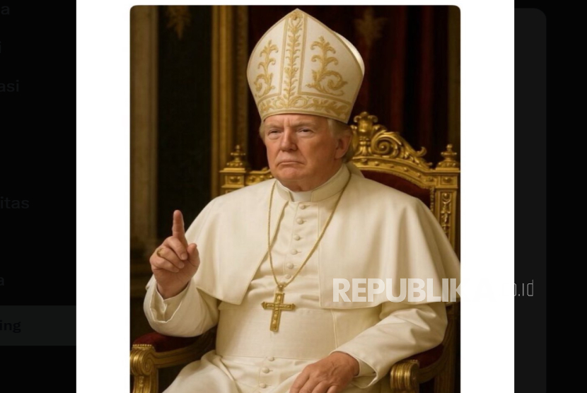Donald Trump memakai AI berpakaian bak Paus.