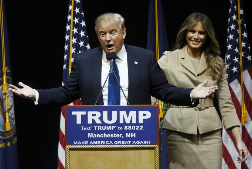 Donald Trump saat berkampanye ditemani istrinya Melania Trump