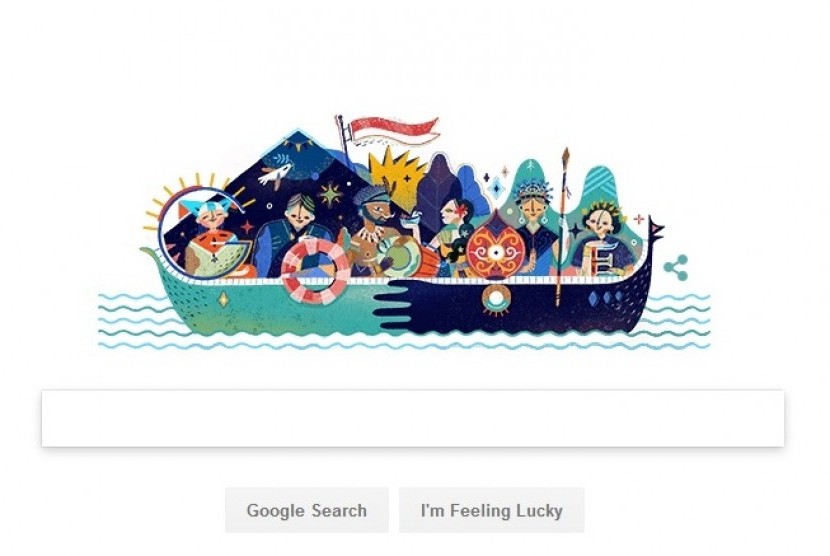 Doodle perayaan Hari Kemerdekaan ke-72 dari Google.