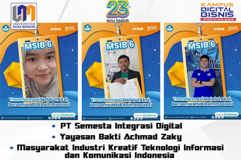 Dosen Kampus Digital Bisnis Universitas Nusa Mandiri (UNM) program studi (prodi) Sains Data lolos sebagai Dosen Pendamping Program (DPP) pada program MSIB (Magang Studi Independen Bersertifikat). 