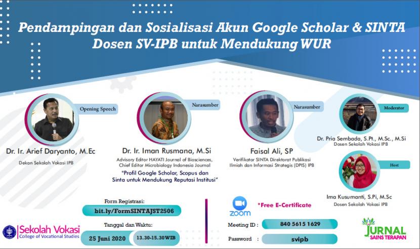 Dosen Sekolah Vokasi (SV)  IPB University mendapatkan pelatihan Google Scholar.