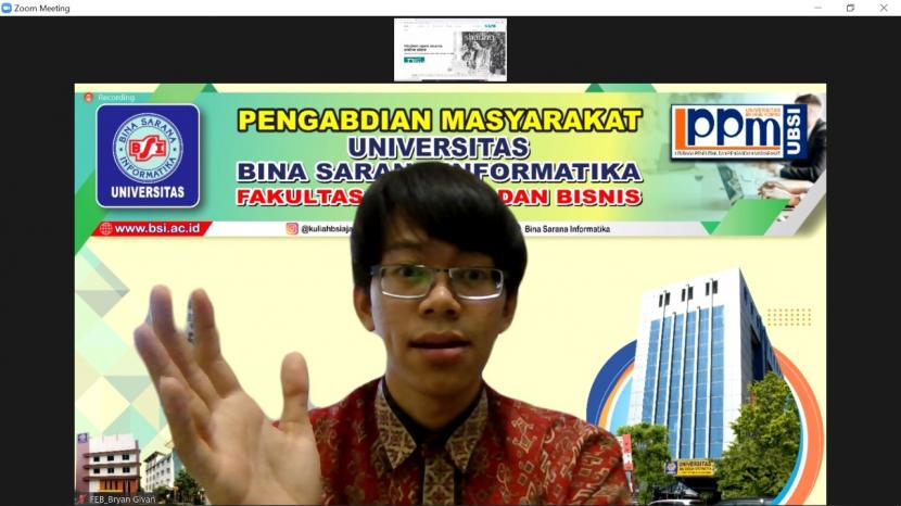 Dosen Universitas Bina Sarana Informatika (UBSI) memberikan pelatihan cara membuat laporan keuangan (budgeting plan) kepada Karang Taruna di Jakarta Barat.