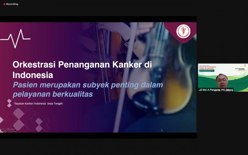 dr. Eko dalam acara Virtual Media Briefing dengan tema “Orkestrasi penanganan kanker di Indonesia: Pasien merupakan subyek penting dalam pelayanan berkualitas”, Kamis lalu.