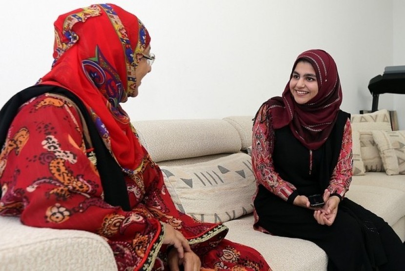 Dr Nusrat Irshad speaks with her daugher Ayesha Memon who will be awarded soon for the full marks in mathematics talks to her mother Dr Nusrat Irshad at her residence in Fujairah