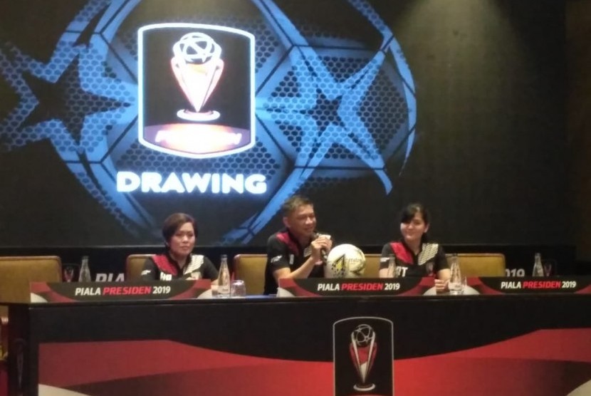 Drawing Piala Presiden 2019 di Hotel Sultan, Jakarta, Selasa (19/2).