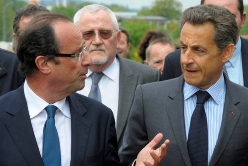 Dua Calon Presiden Prancis Francois Hollande dan Nicolas Sarkozy  