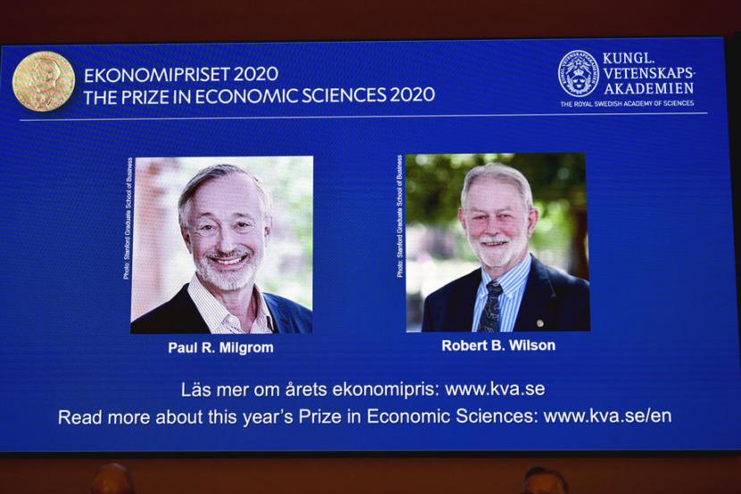 Dua ekonom Amerika Serikat (AS), Paul R. Milgrom (72 tahun) dan Robert B. Wilson (83 tahun), meraih Hadiah Nobel 