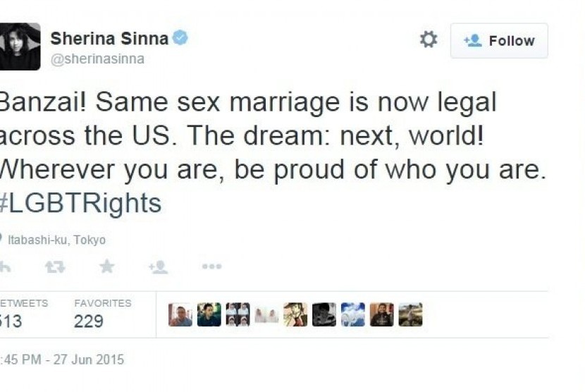 Dukungan Sherina Munaf kepada pernikahan sejenis.