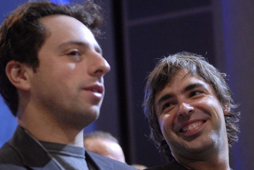 Duo pendiri Google, Sergey Brin (Kiri) dan Larry Page