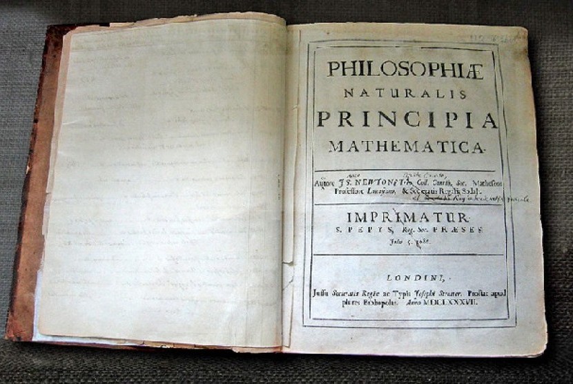 Edisi perdana buku Philosophie Naturalis Principia Mathematica karya Issac Newton 