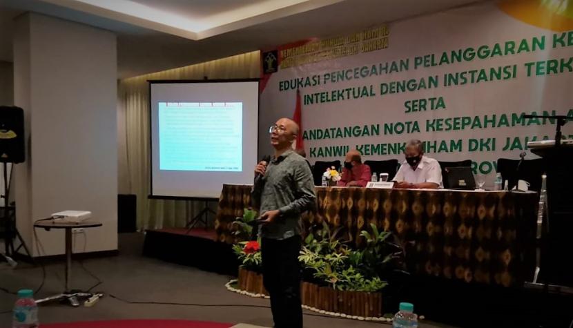  Edukasi Pencegahan Pelanggaran Kekayaan Intelektual yang diselenggarakan oleh Kantor Kemenkumham Provinsi DKI Jakarta, Selasa (16/3)