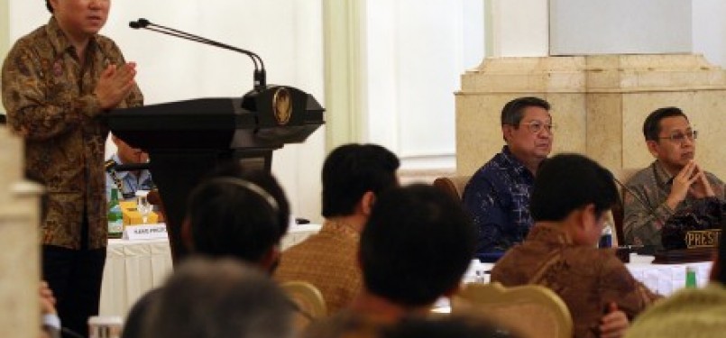  Ekonom dunia dari Universitas Cambridge, Inggris, Ha-Joon Chang saat acara Presidential Lecture di Istana Negara, Jakarta, Kamis (19/5).