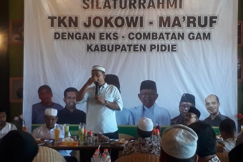 Eks kombatan GAM di Kabupaten Pidie, Aceh, saat mendeklarasikan dukungannya untuk Jokowi-Ma'ruf.