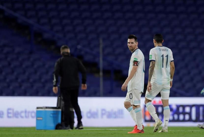 Ekspresi Kapten Timnas Argentina, Lionel Messi saat Argentina ditahan imbang Paraguay 1-1.
