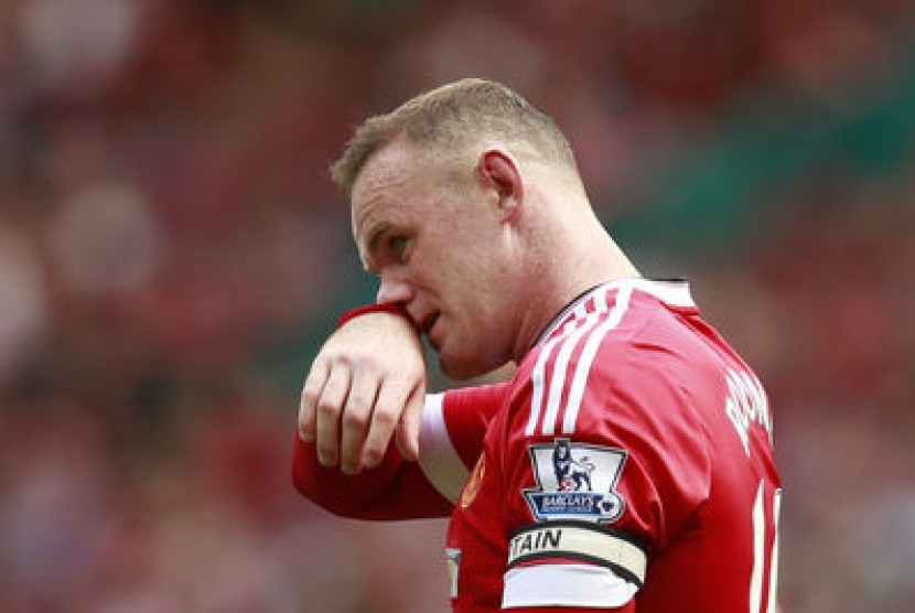 Ekspresi kekecewaan Wayne Rooney saat gagal membobol gawang Newcastle United