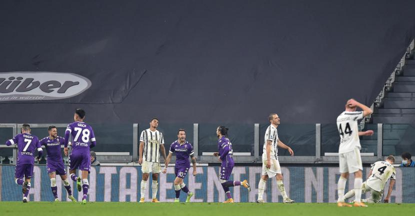 Ekspresi para pemain Juventus saat dikalahkan Fiorentina.