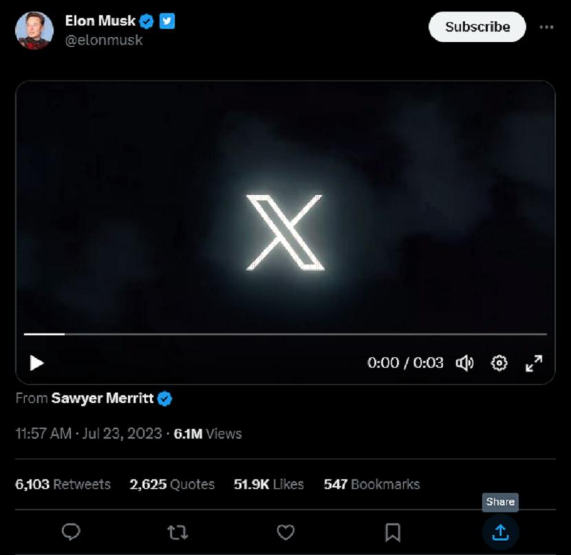  Elon Musk telah mengutarakan niatnya mengubah nama dan logo platform media sosial miliknya, Twitter.