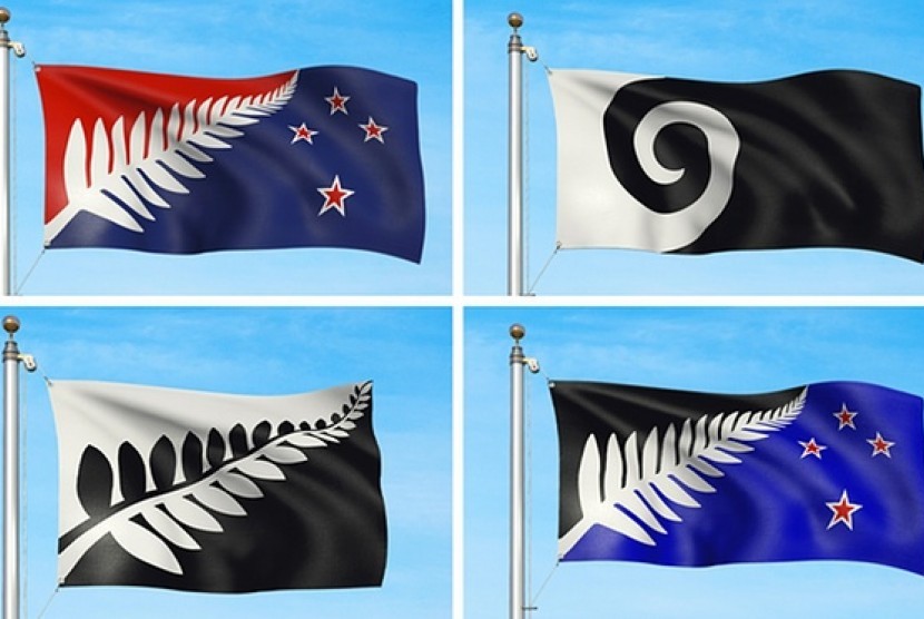 Empat desain bendera baru Selandia Baru.
