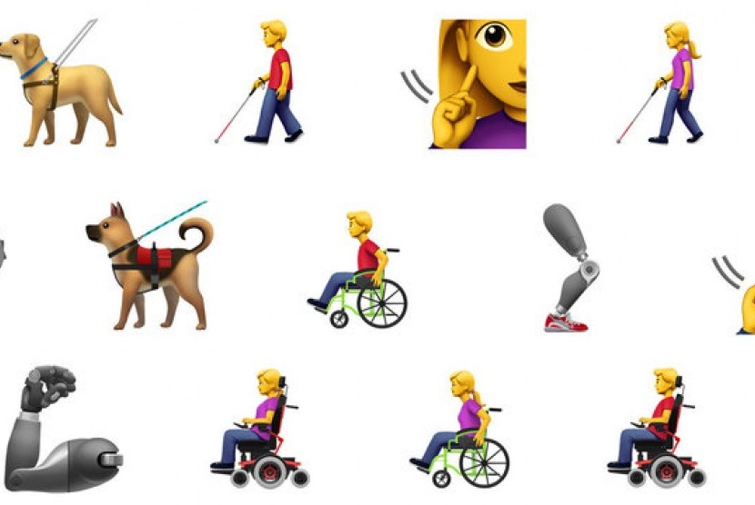 Emoji baru 2019 yang bertema disabilitas.