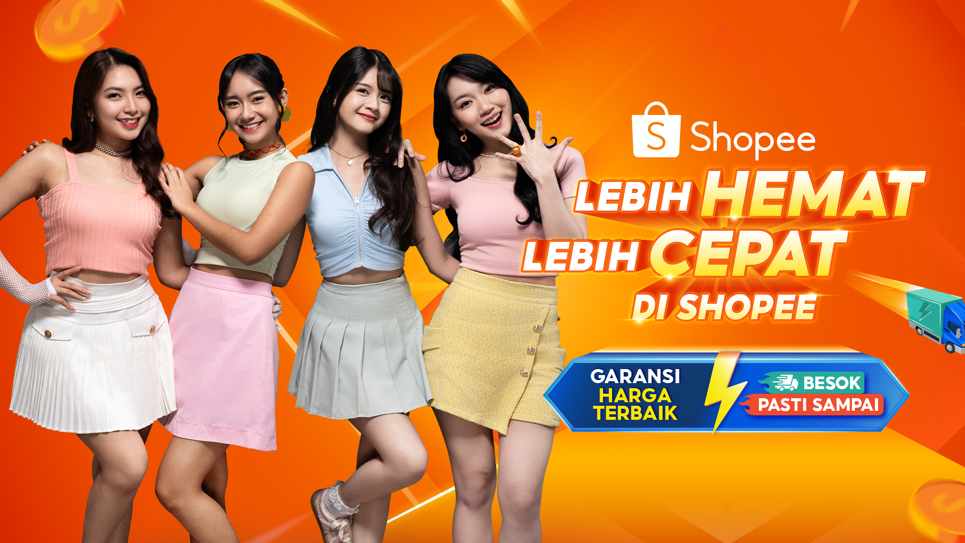 Empat member JKT48: Freya, Christy, Gracia, dan Marsha muncul di video musik kolaboratif bertajuk “Lebih Hemat, Lebih Cepat” bersama Shopee. 