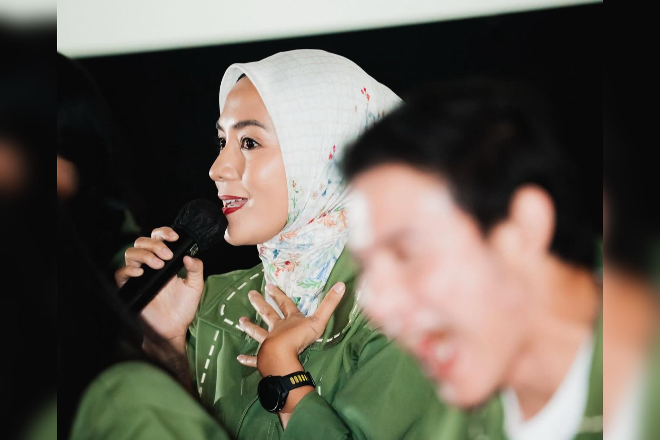 Enno Lerian saat jumpa pers film Hanya Namamu dalam Doaku, Kamis (3/7/2025). Enno memutuskan kembali berakting setelah 14 tahun vakum.