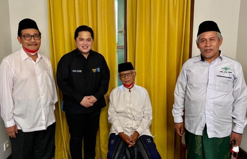 Menteri BUMN Erick Thohir bertemu dengan tokoh-tokoh senior Nahdlatul Ulama Jawa Timur dengan penerapan protokol kesehatan