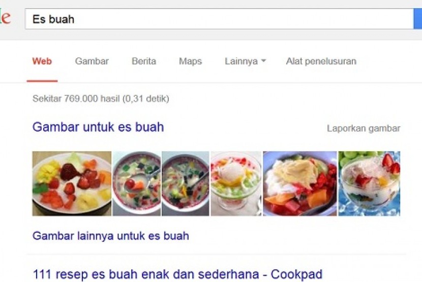 Es buah, jadi kata kunci cukup populer yang dicari netizen di Google selama Ramadhan.