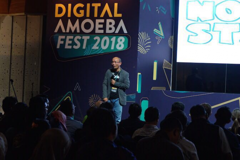  Executive General Manager (EGM) Divisi Digital Service Telkom Indonesia, Arief Musta'in, di sela-sela Digital Amoeba Festival 2 di Telkom Landmark Tower, Jakarta, Rabu (28/2) lalu.