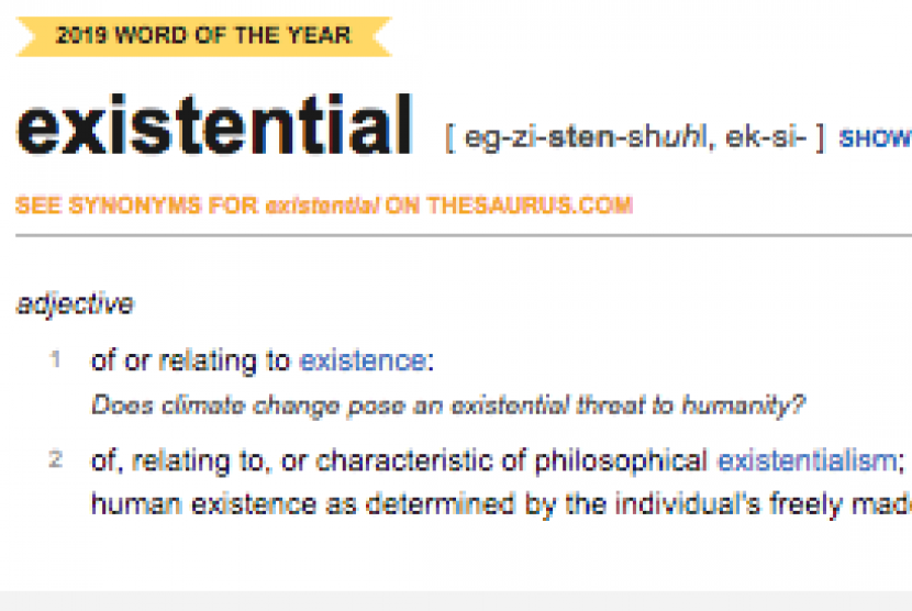 Existential jadi kata terpopuler sepanjang tahun ini versi Dictionary.com.