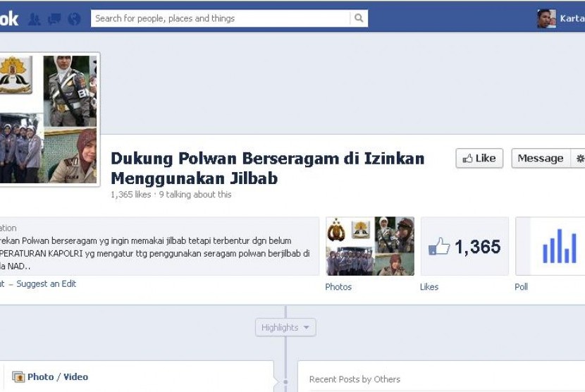 Facebook 'Dukung Polwan Berseragam di Izinkan Berjilbab'