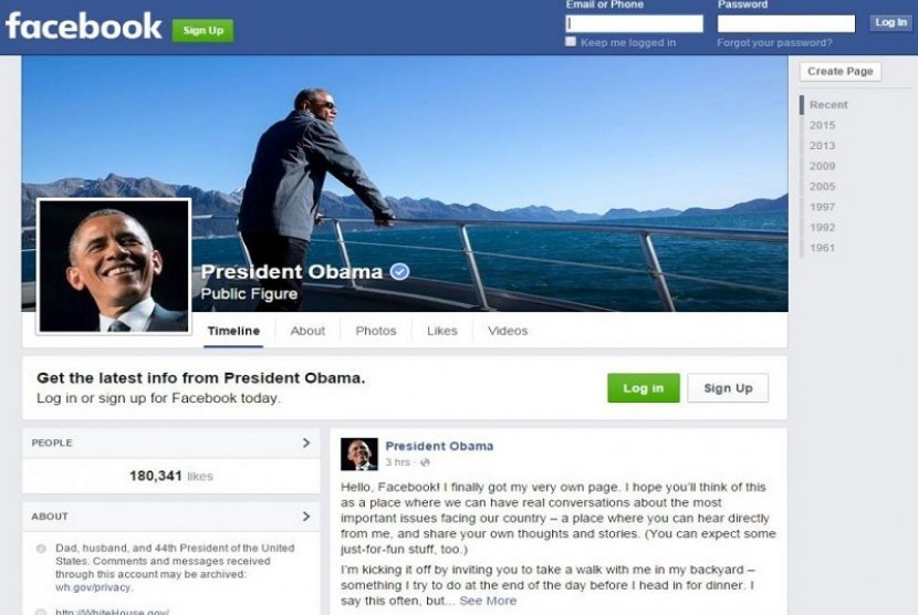 Facebook pribadi milik Presiden Barack Obama