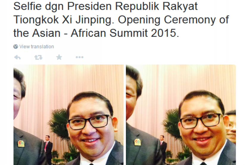 Fadli Zon dan Xi Jinping foto selfie.