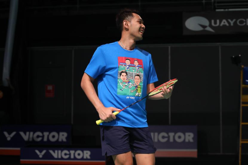 Fajar Alfian berlatih di Quay Center, Sydney jelang Australian Open 2023.