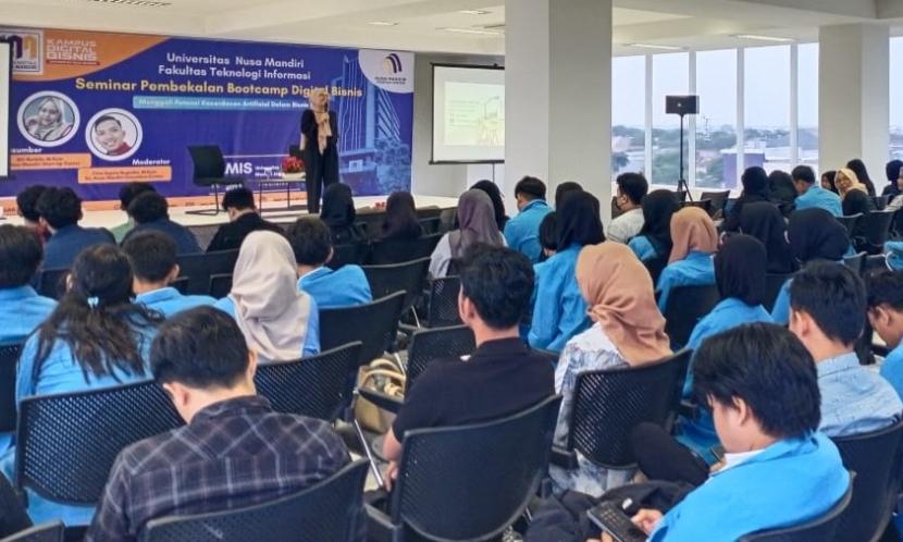 Fakultas Teknologi Informasi (FTI) Universitas Nusa Mandiri (UNM) melalui Nusa Mandiri Startup Center (NSC) sukses menggelar Seminar Pembekalan Bootcamp Digital Bisnis, pada Kamis (13/6/2024).