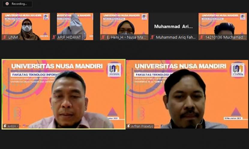 Fakultas Teknologi Informasi (FTI) Universitas Nusa Mandiri (UNM) menggelar sosialisasi pertukaran pelajar (Student Exchange), pada Senin (22/11) secara daring. 