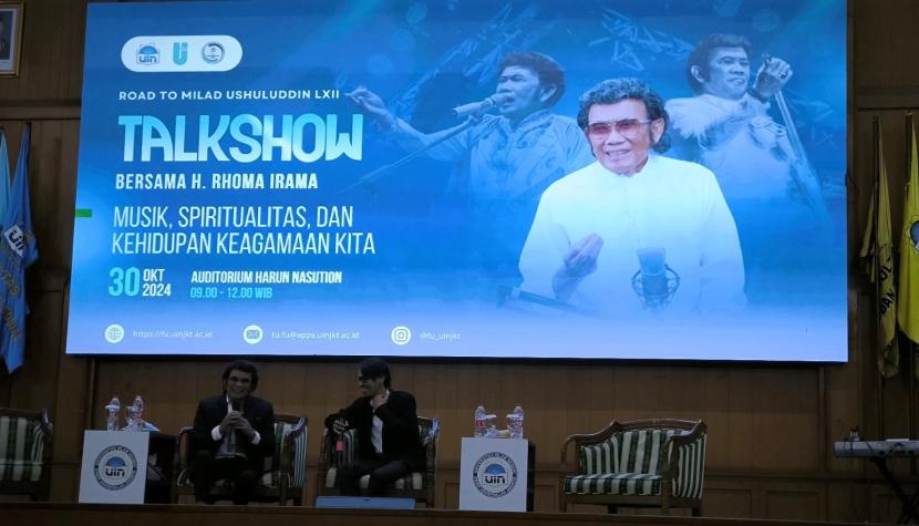 Fakultas Ushuluddin UIN Jakarta menggelar diskusi Bersama Rhoma Irama dengan tema Musik, Spiritualitas, dan Kehidupan Keagamaan Kita.