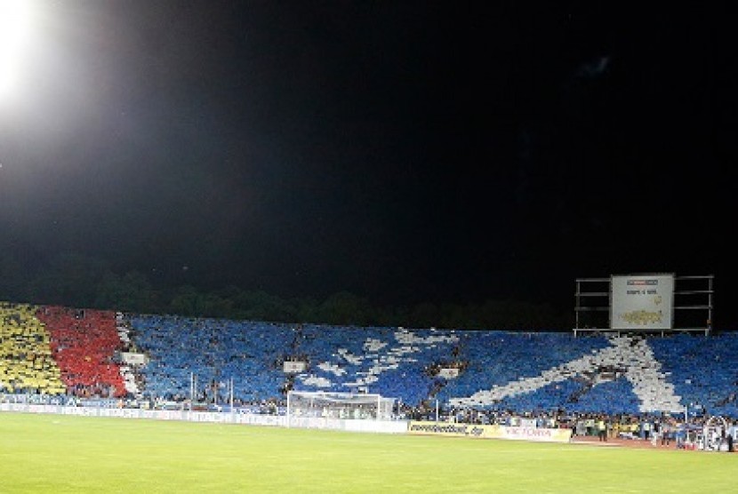 Fans klub Levski Sofia di Stadion Georgi Asparuhov, Sofia.