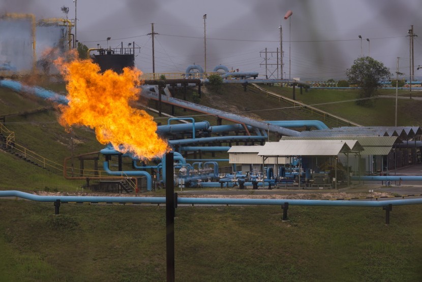 Pertamina siapkan dana untuk investasi Blok Rokan. Foto fasilitas minyak PT Chevron Pacific Indonesia di daerah Minas yang masuk dalam Blok Rokan, (ilustrasi). 