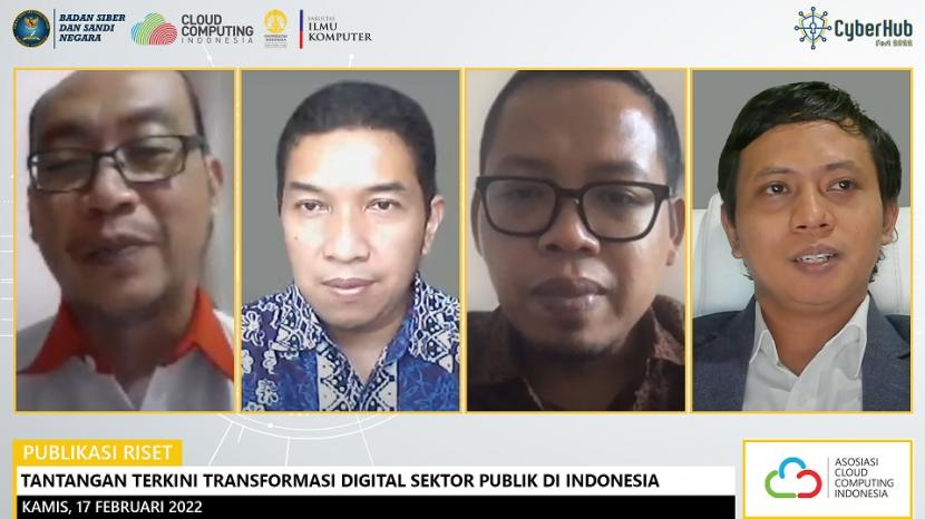 Fasilkom UI, Badan Siber dan Sandi Negara (BSSN), dan Asosiasi Cloud Computing Indonesia (ACCI) melakukan publikasi riset mengenai “Tantangan Terkini Transformasi Digital Sektor Publik di Indonesia”, Kamis (17/2).