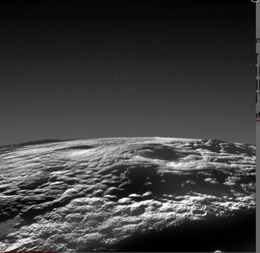 Fitur gunung es yang ditemukan di Pluto.