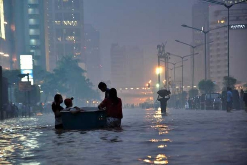 Flooding hits the center of Indonesian Capital, Jakarta. 