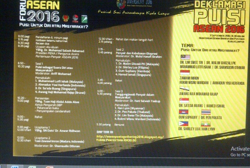 Forum Penyair ASEAN 2016