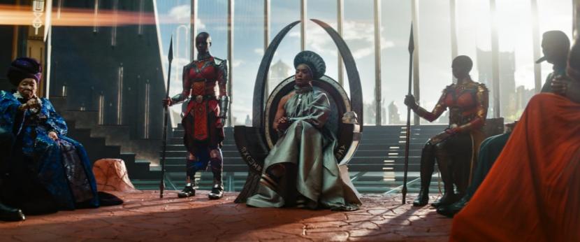 Foto adegan film Black Panther: Wakanda Forever. Pemeran Shuri, Letitia Wright, menyebut seri ketiga Black Panther sudah mulai dalam pengerjaan.