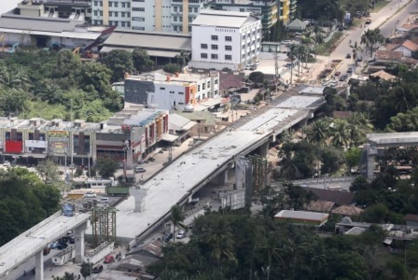 Areal view of LRT project in Palembang.