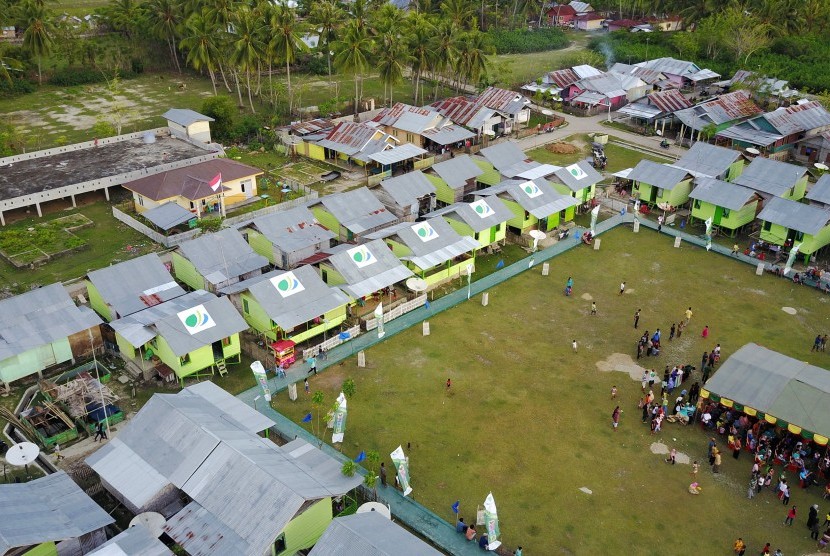 Foto aerial rumah warga Desa Sadar Badan Penyelenggara Jaminan Sosial (BPJS) Ketenagakerjaan. (Ilustrasi)