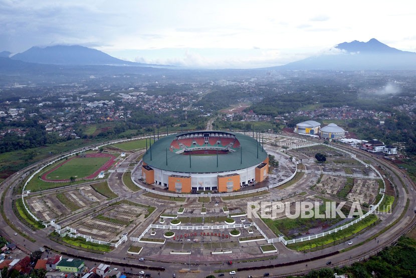Foto aerrial Stadion Pakansari di Bogor, Jawa Barat, Selasa (20/2).